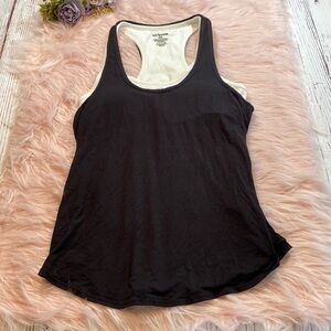 All Access Bandier White Ribbed Sports Bra with Black Tank Attachment sz M